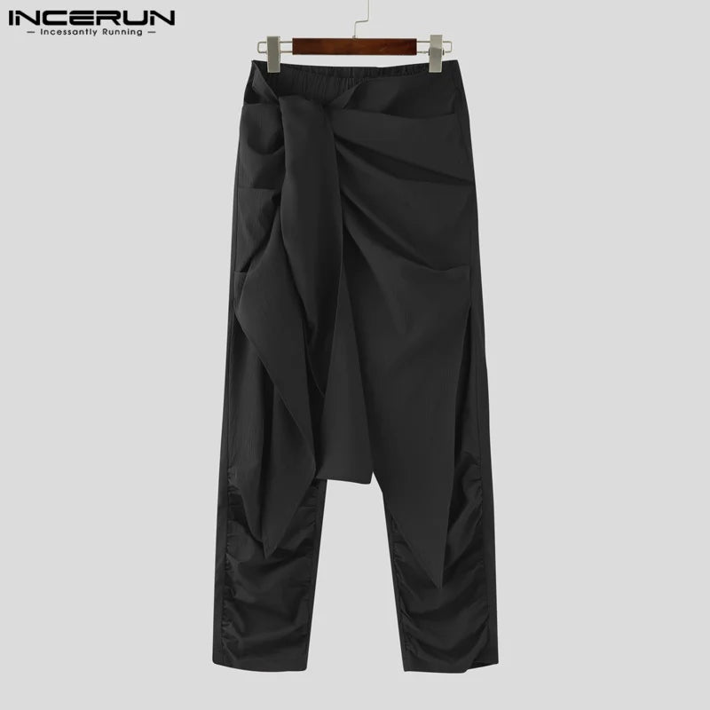 INCERUN Men’s Harem Pants – Pleated Oversized Casual Trousers, Summer Streetwea