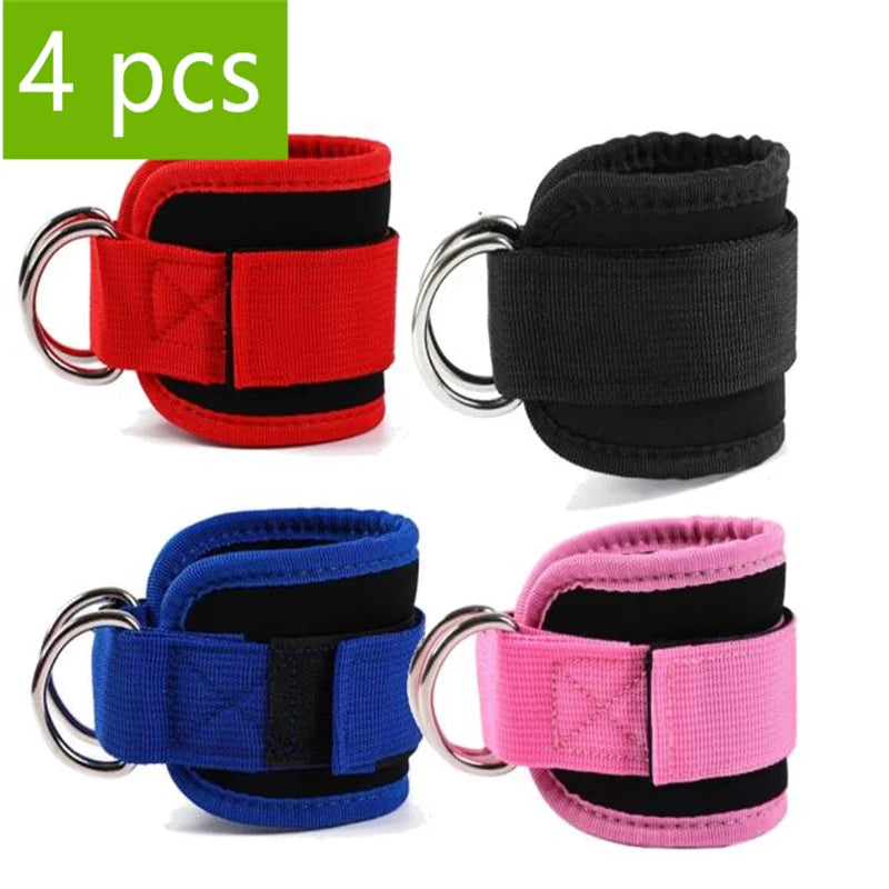 Cable Ankle Straps 1/2/4-Pack | Adjustable Double D-Ring Gym Ankle Cuffs | Glute & Leg Training | FREE SHIPPING 💪