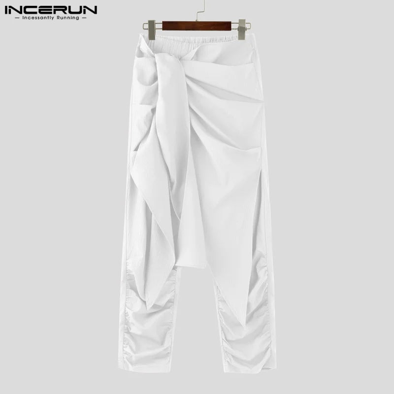 INCERUN Men’s Harem Pants – Pleated Oversized Casual Trousers, Summer Streetwea