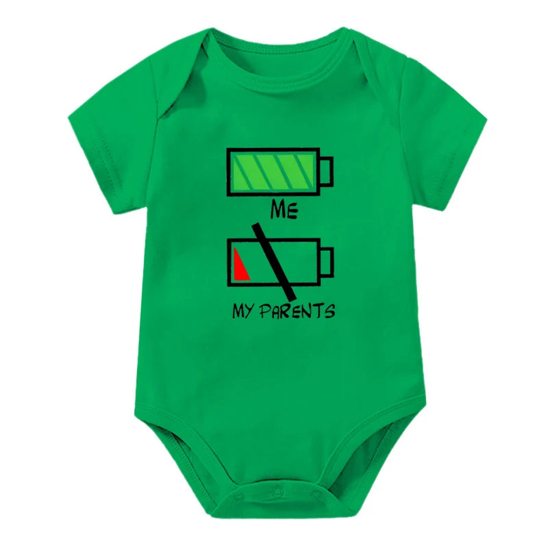 Girls Boys Funny Me Vs My Parents Graphic Infant Cotton Jumpsuit Fashion Funny Parents Low Battery Full Energy Baby Clothing