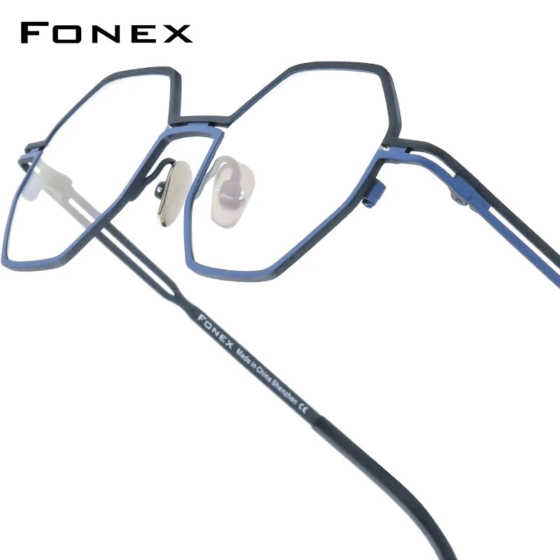 FONEX Women's Pure Titanium Eyeglasses 85849 | Retro Polygon Round Frames | Ultralight Vintage Japanese Eyewear | FREE SHIPPING 👓✨