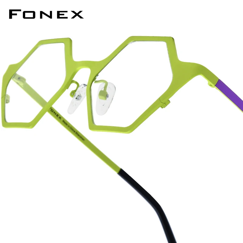 FONEX Women's Pure Titanium Eyeglasses 85849 | Retro Polygon Round Frames | Ultralight Vintage Japanese Eyewear | FREE SHIPPING 👓✨