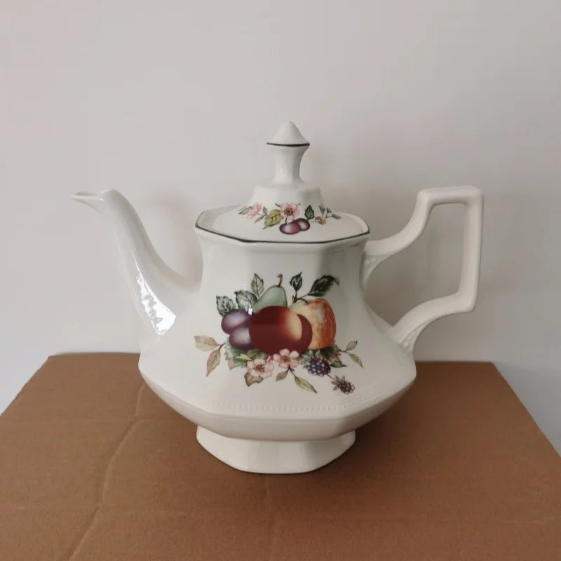 Underglaze Hand-Painted Green Octagonal Plate – Country Fruit Peach & Berry Dinnerware