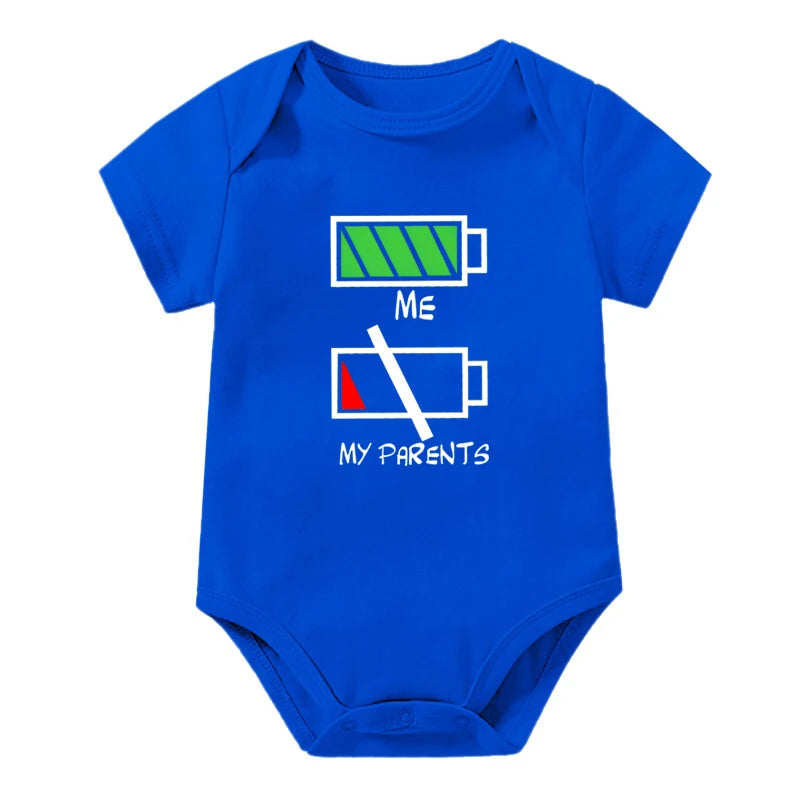 Girls Boys Funny Me Vs My Parents Graphic Infant Cotton Jumpsuit Fashion Funny Parents Low Battery Full Energy Baby Clothing