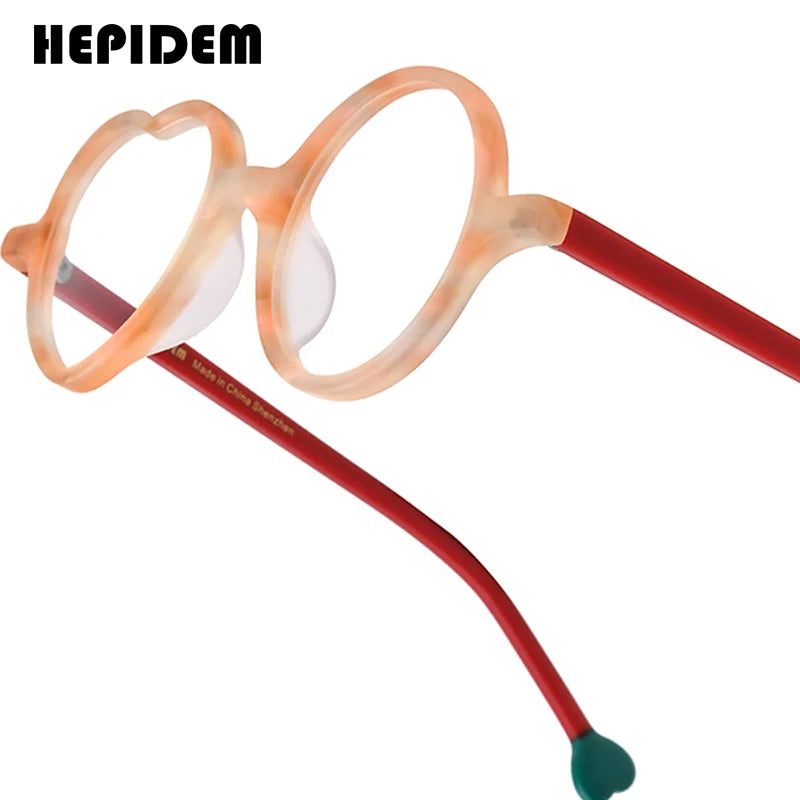 HEPIDEM   Multicolor Acetate Eyeglass Frames | Round Heart Design | Unisex Optical Spectacles | FREE SHIPPING 👓✨