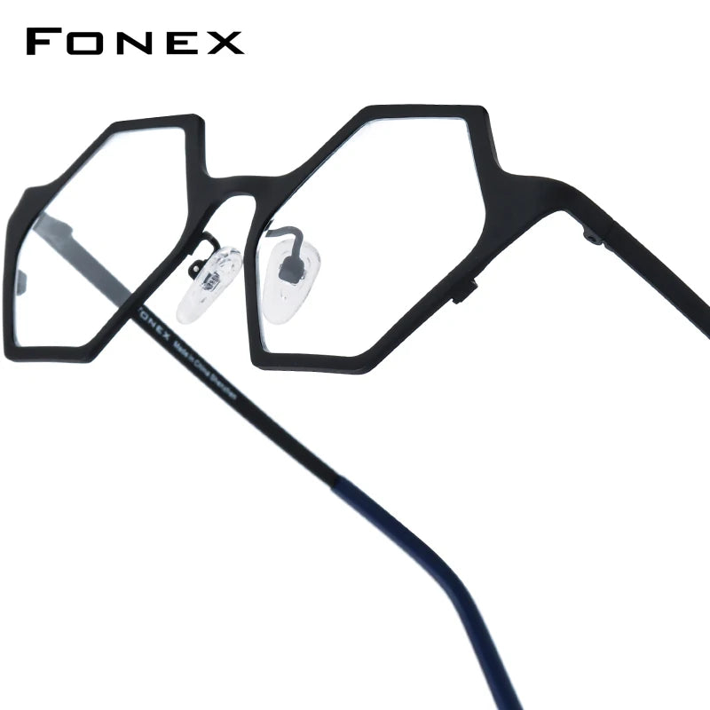 FONEX Women's Pure Titanium Eyeglasses 85849 | Retro Polygon Round Frames | Ultralight Vintage Japanese Eyewear | FREE SHIPPING 👓✨