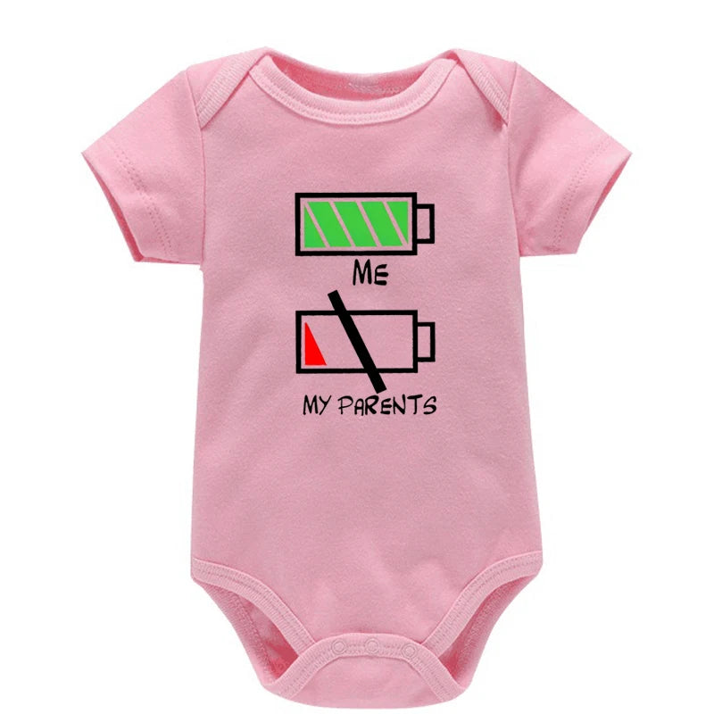 Girls Boys Funny Me Vs My Parents Graphic Infant Cotton Jumpsuit Fashion Funny Parents Low Battery Full Energy Baby Clothing