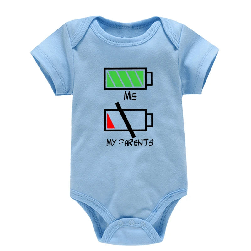 Girls Boys Funny Me Vs My Parents Graphic Infant Cotton Jumpsuit Fashion Funny Parents Low Battery Full Energy Baby Clothing