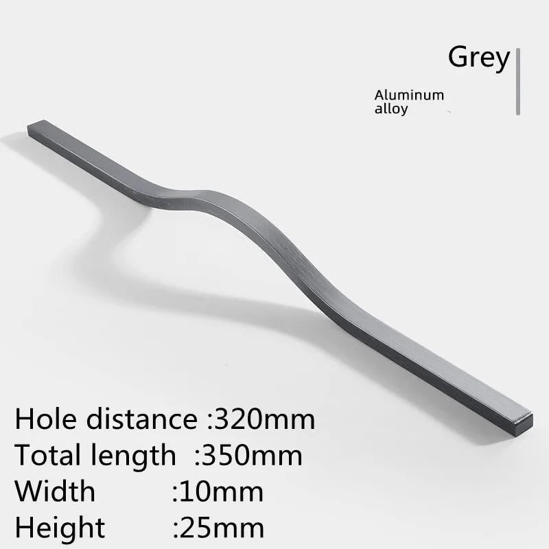 KK&FING Simple Aluminum Alloy Black Furniture Cabinet Door Handles Curved Wardrobe Drawer Cabinet Door Handle Furniture Hardware