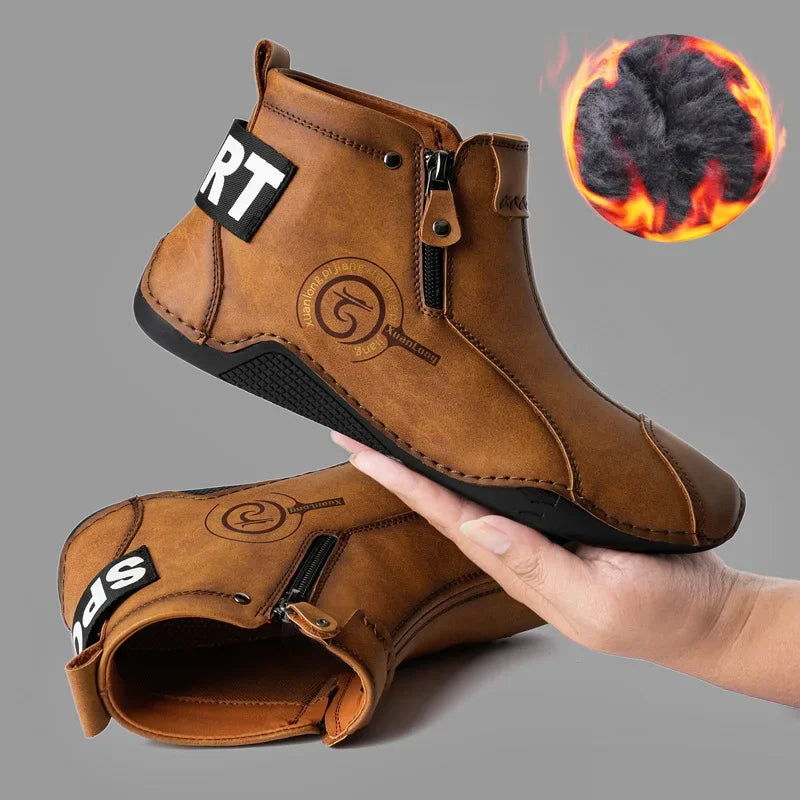 Men's British Retro Short Boots — Flat Bottom Business Casual Outdoor Shoes