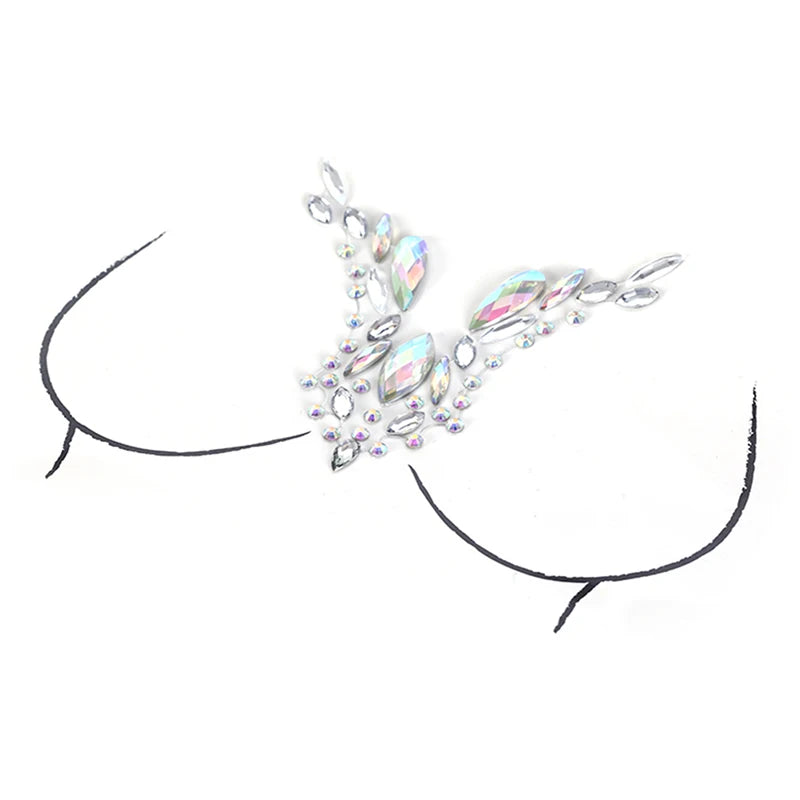 Acrylic Colorful Crystal Chest Paste - Self-Adhesive Breathable Nipple Covers & Body Jewels (23 Styles)