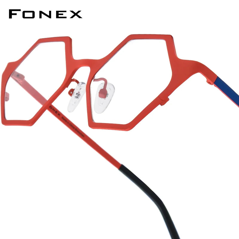 FONEX Women's Pure Titanium Eyeglasses 85849 | Retro Polygon Round Frames | Ultralight Vintage Japanese Eyewear | FREE SHIPPING 👓✨