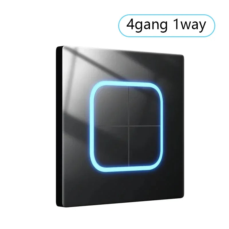 Tempered Glass Wall Light Switch 1/2/3/4 Gang 1-Way & 2-Way with LED Indicator – Universal  120 v