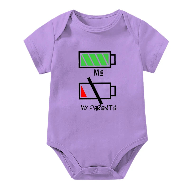 Girls Boys Funny Me Vs My Parents Graphic Infant Cotton Jumpsuit Fashion Funny Parents Low Battery Full Energy Baby Clothing