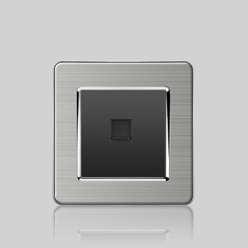 Wall LED Light Universal Switch Stainless steel Panel,EU UK USB Type-c 18W Fast Charging Plug socket 1 2 3 Gang 1 2 Way switch