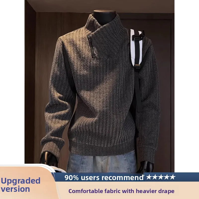 Men's Thickened Zipper Collar Hoodie — Heavyweight Autumn Winter Top