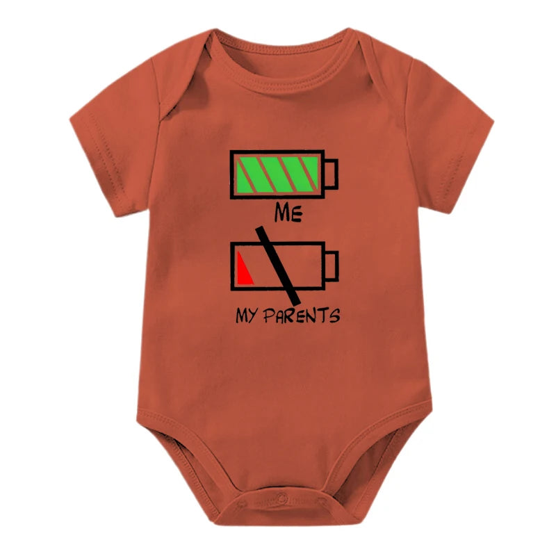 Girls Boys Funny Me Vs My Parents Graphic Infant Cotton Jumpsuit Fashion Funny Parents Low Battery Full Energy Baby Clothing
