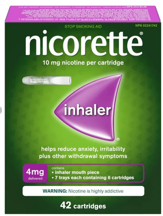 2x Nicorette Nicotine Inhaler, 4mg 42 Cartridges, Quit Smoking Aid
