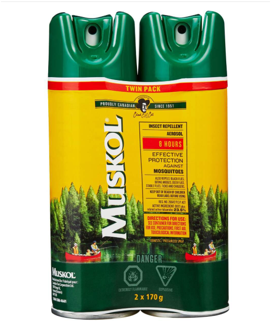 Muskol 8-Hour 23.5% DEET Aerosol Mosquito/Insect Repellent Spray Twin-Pack, 2 x 170g