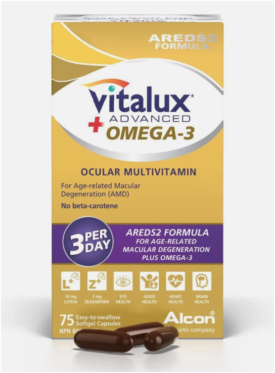 VITALUX Advanced Omega-3, Multivitamin 75 Softgel Capsules, Fresh from Canada