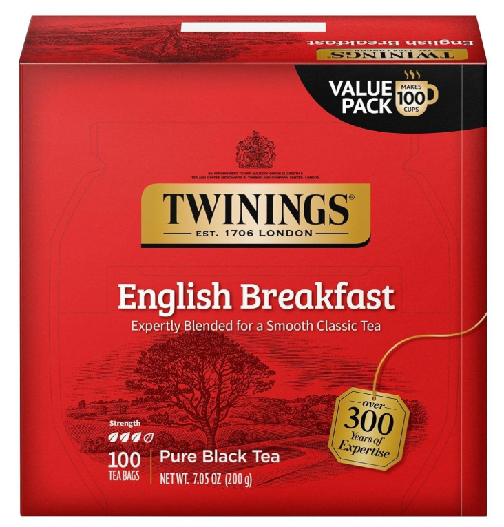 Twinings of London English Breakfast Black Tea Bags, 100 Count