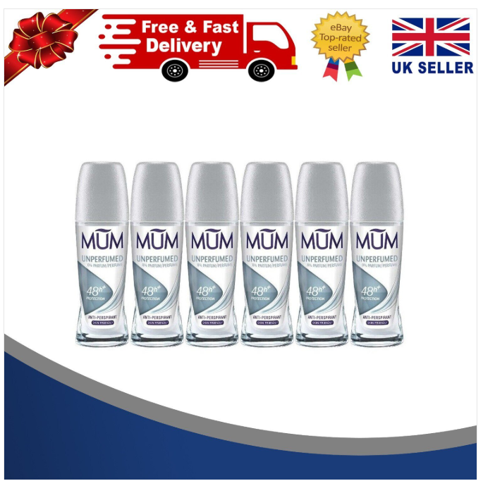 Mum Roll-On Deodorant, Fragrance-Free, 50ml (Pack of 6) – UK Original