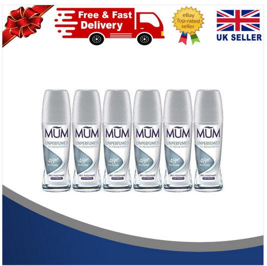 Mum Roll-On Deodorant, Fragrance-Free, 50ml (Pack of 6) – UK Original