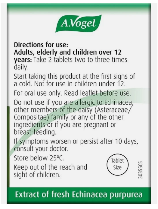A. Vogel Echinaforce Echinacea Tablets (120) From UK -Cold and Flu