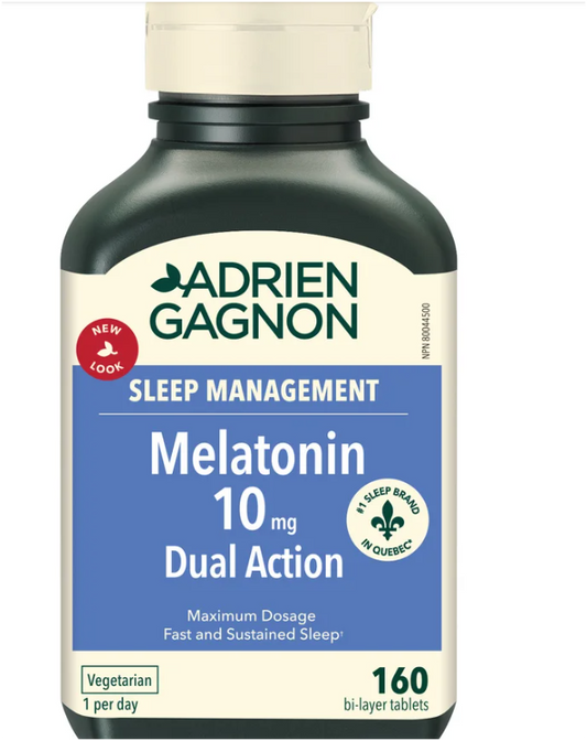 Adrien Gagnon® 10mg Dual Action Melatonin (160 Bi-Layer Tablets) – Maximum Dosage Free shipping