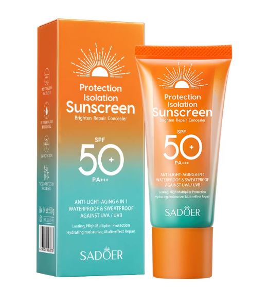 SADOER SPF 50+ Sunscreen for Face PA+++ – Dual Tube Multi-Effect Facial Sun Protection – Free Shipping