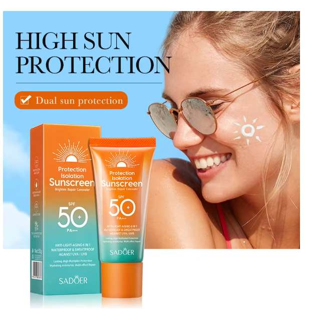 SADOER SPF 50+ Sunscreen for Face PA+++ – Dual Tube Multi-Effect Facial Sun Protection – Free Shipping