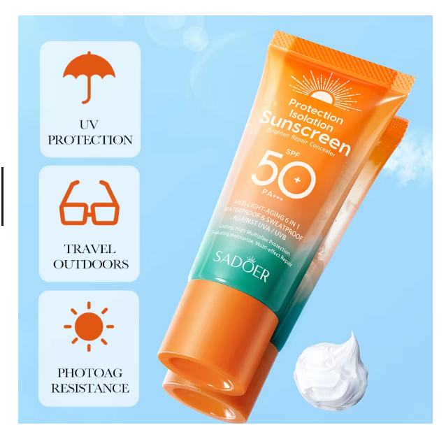 SADOER SPF 50+ Sunscreen for Face PA+++ – Dual Tube Multi-Effect Facial Sun Protection – Free Shipping
