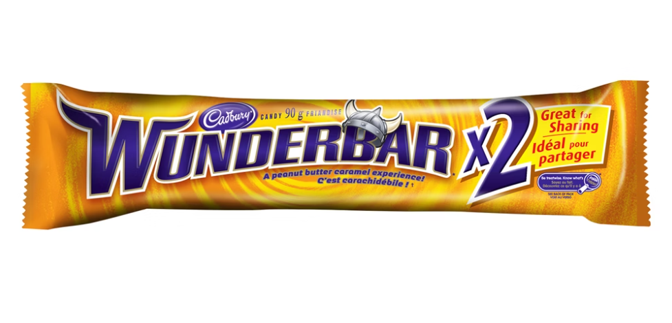 CADBURY WUNDERBAR King Size Chocolatey Candy Bar 75g Individually Wrapped Peanut Butter Caramel Treat