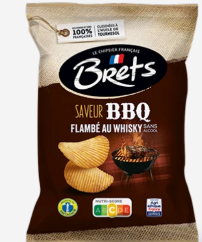Brets BBQ Whisky Flavored Potato Chips Alcohol Free French Chips. 3 bags Free Shipping