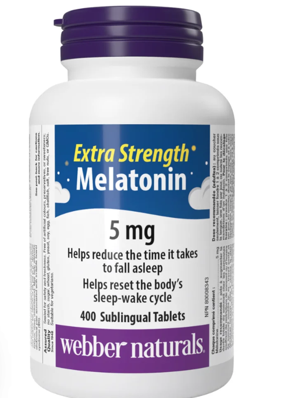 Webber Naturals Melatonin 5mg Extra Strength Easy Dissolve Sublingual Tablets 400 Count-Free Shipping
