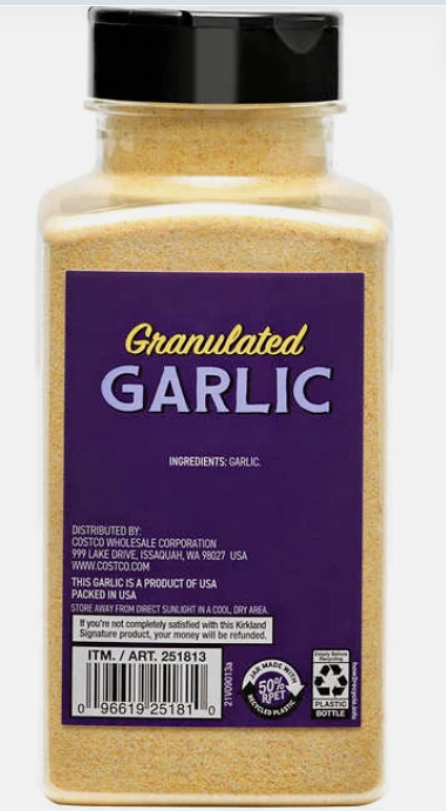 Kirkland Signature Granulated Garlic California Grown 15.5 oz Fresh Garlic Seasoning