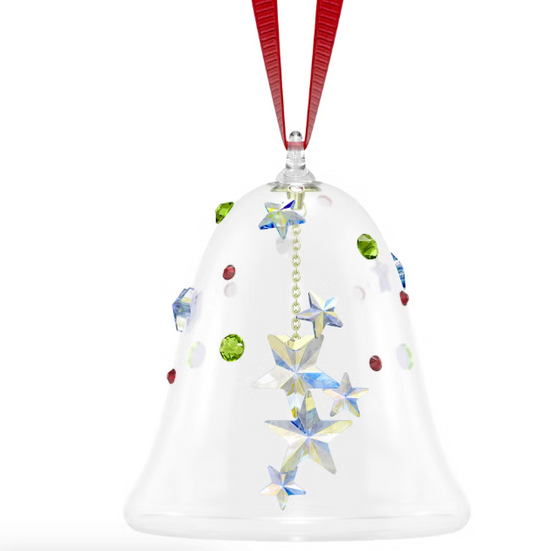 Swarovski Crystal Bell Ornament 5545500 Holiday Christmas Decor White Ribbon
