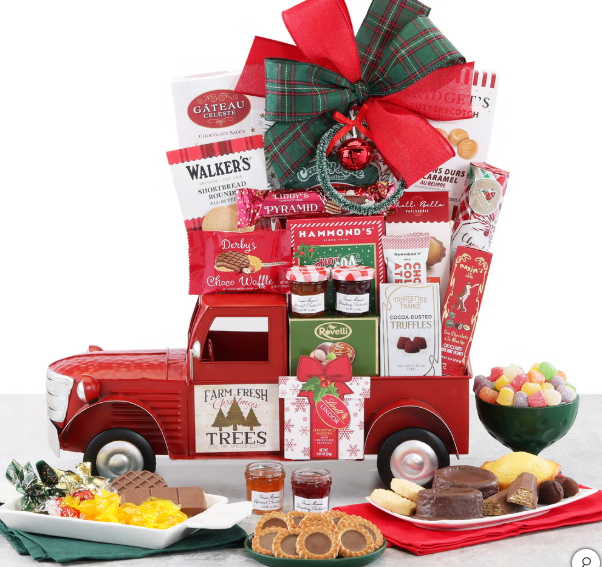 Red Holiday Truck Gift Basket 38.34 oz Gourmet Christmas Treats Gift Set