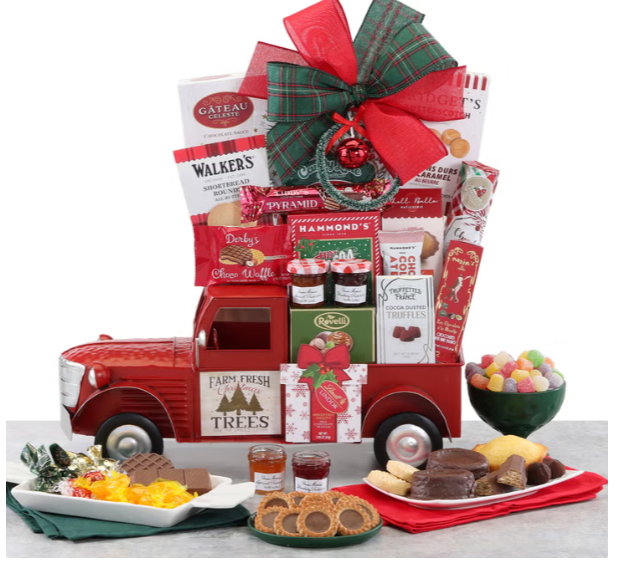 Red Holiday Truck Gift Basket 38.34 oz Gourmet Christmas Treats Gift Set