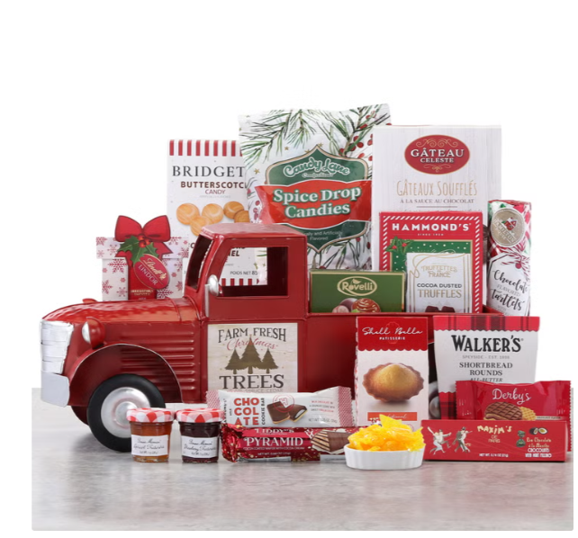 Red Holiday Truck Gift Basket 38.34 oz Gourmet Christmas Treats Gift Set