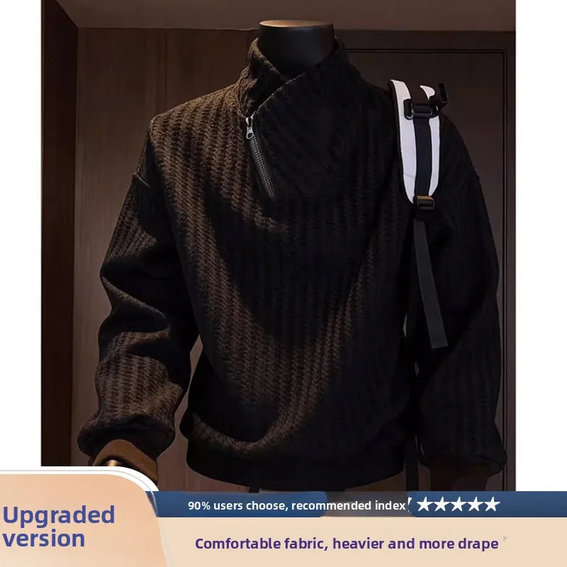 Men's Thickened Zipper Collar Hoodie — Heavyweight Autumn Winter Top