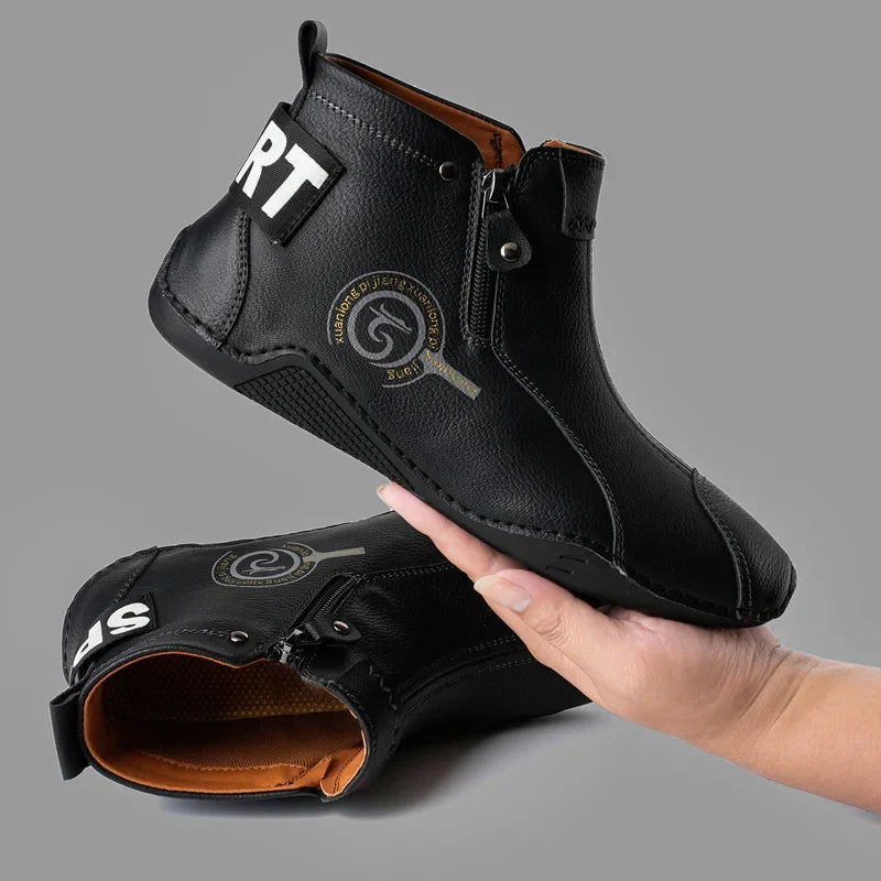 Men's British Retro Short Boots — Flat Bottom Business Casual Outdoor Shoes