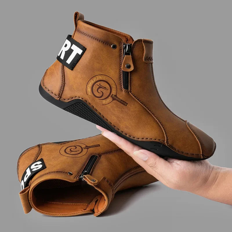 Men's British Retro Short Boots — Flat Bottom Business Casual Outdoor Shoes
