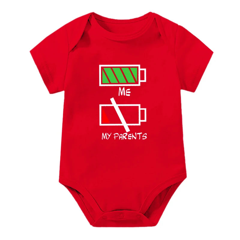 Girls Boys Funny Me Vs My Parents Graphic Infant Cotton Jumpsuit Fashion Funny Parents Low Battery Full Energy Baby Clothing