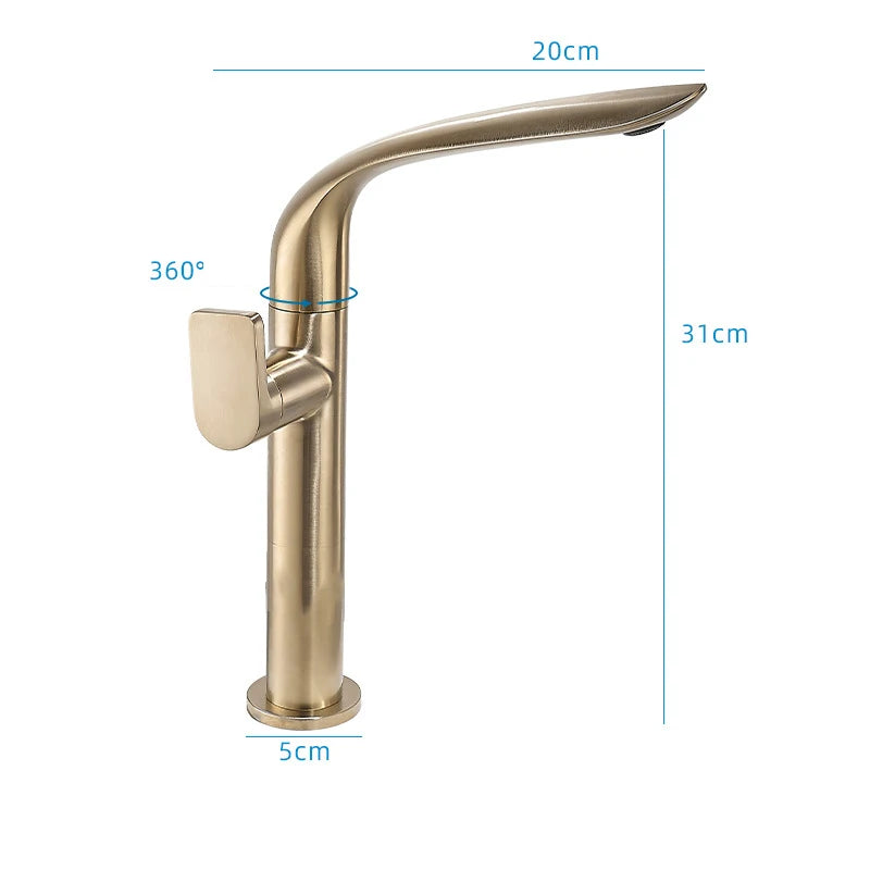 Brushed Gold Basin Faucet Brass Bathroom Faucet Mixer Tap Gold Wash basin Faucet Single Handle Hot & Cold Lavotory Faucet