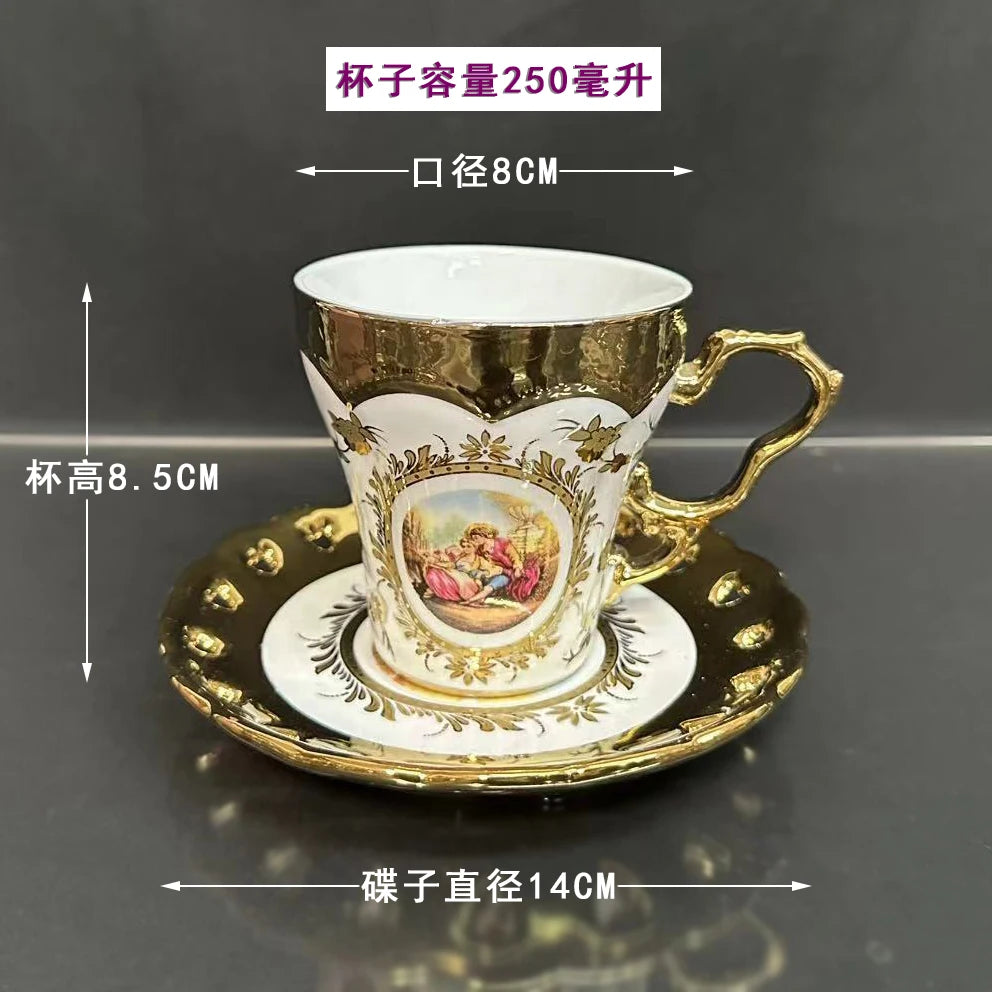 European style coffee cup set afternoon tea set European style small luxury gold-plated ceramic teapot water cup