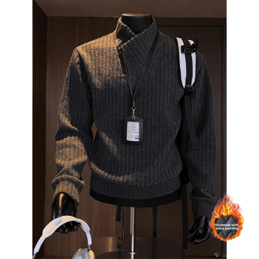 Men's Thickened Zipper Collar Hoodie — Heavyweight Autumn Winter Top