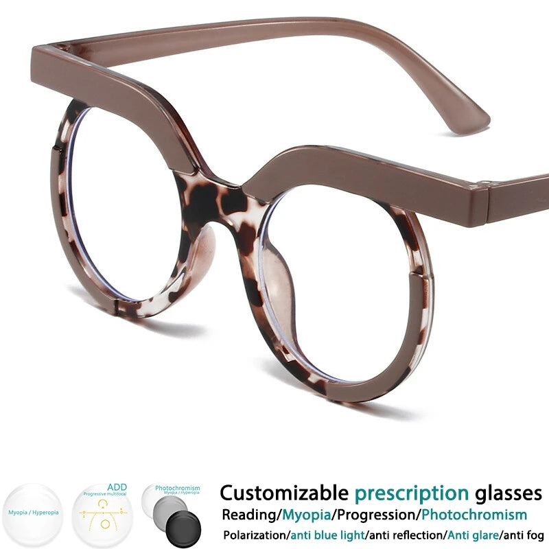 Round Owl Style Blue Light Glasses | Unisex Clear Optical Frames | Prescription Customizable Eyewear   FREE SHIPPING 👓✨