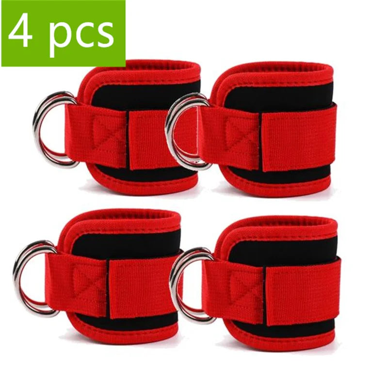 Cable Ankle Straps 1/2/4-Pack | Adjustable Double D-Ring Gym Ankle Cuffs | Glute & Leg Training | FREE SHIPPING 💪