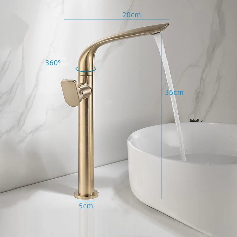 Brushed Gold Basin Faucet Brass Bathroom Faucet Mixer Tap Gold Wash basin Faucet Single Handle Hot & Cold Lavotory Faucet